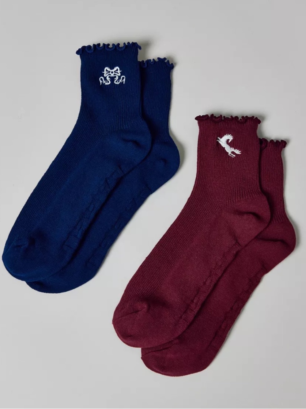 BAGGU Embroidered Lettuce Edge Sock 2-Pack NWT
